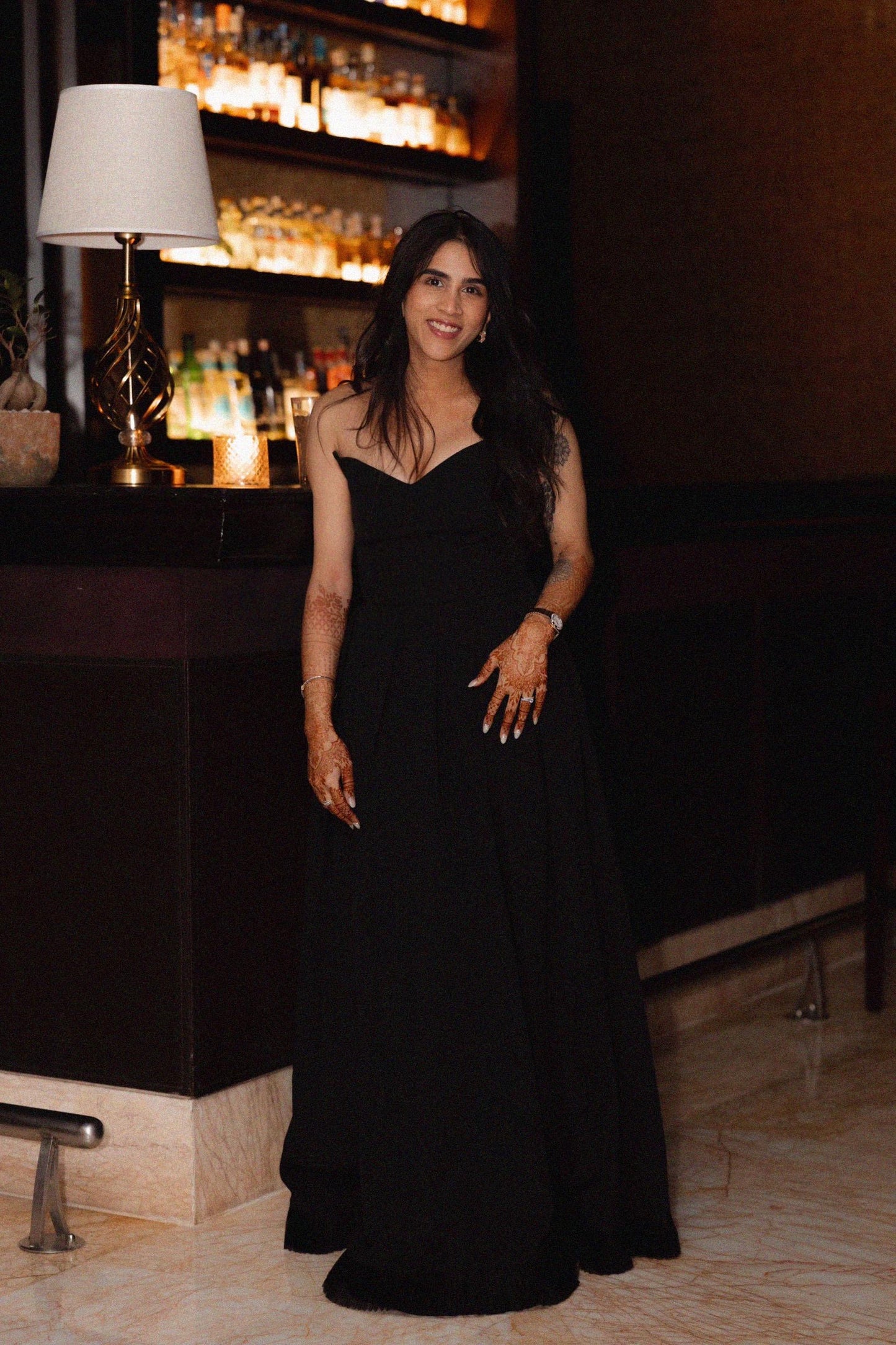 The Black V-Neck Pleated Dress